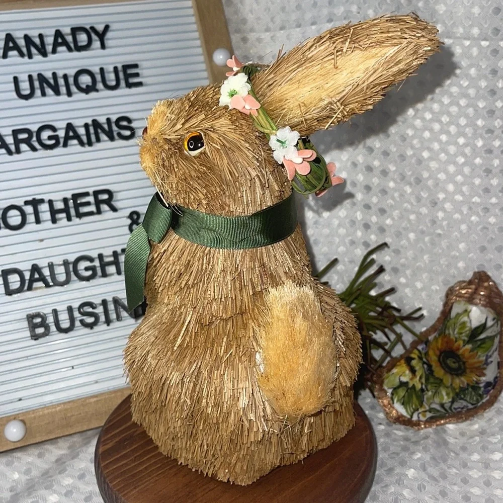 💙💙PRICE DROP 💙💙 Sisal Straw Raffia Bunny Rabbit Animal Figure Easter - Picture 2 of 4